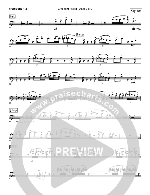Give Him Praise Trombone 1/2 (Lincoln Brewster)