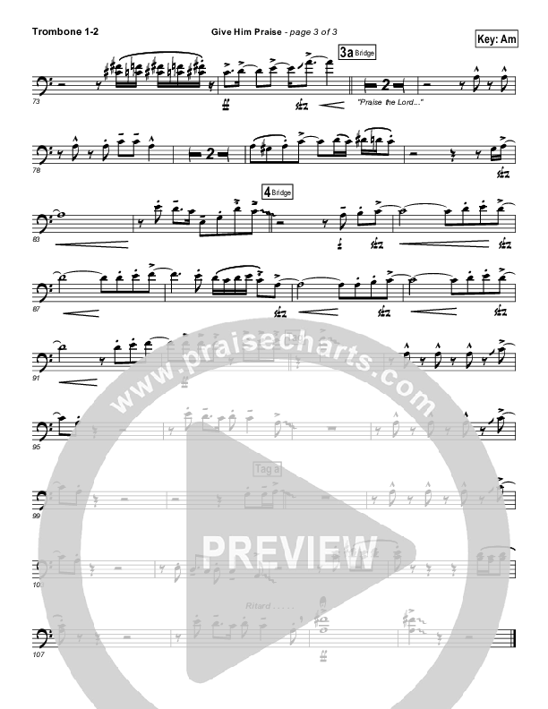 Give Him Praise Trombone 1/2 (Lincoln Brewster)