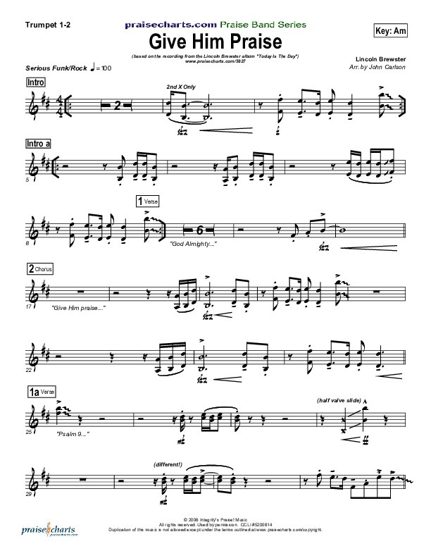 Give Him Praise Trumpet 1,2 (Lincoln Brewster)