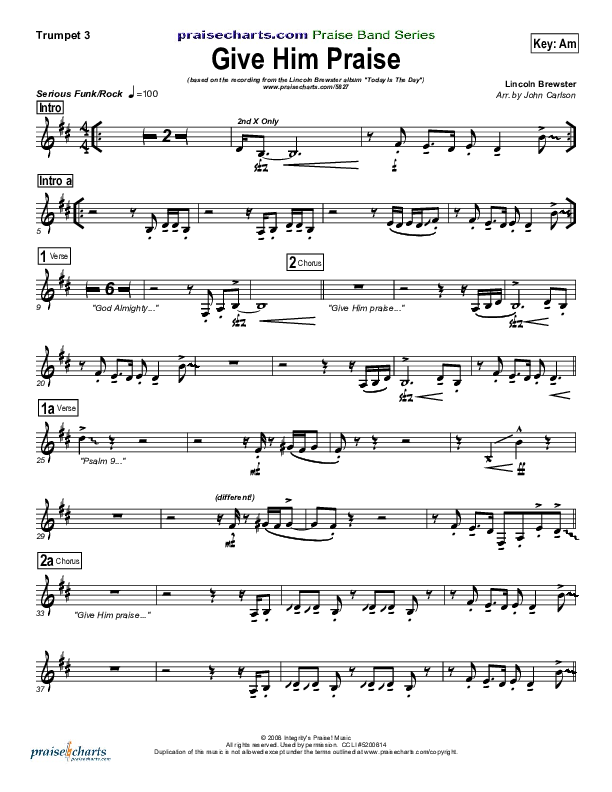 Give Him Praise Trumpet 3 (Lincoln Brewster)