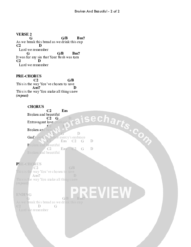 Broken And Beautiful Chords & Lyrics (Brian Doerksen)