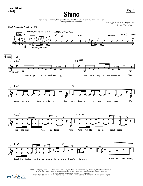 Shine Lead Sheet (Salvador)