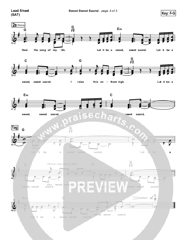 Sweet Sweet Sound Lead Sheet (SAT) (Sarah Reeves)