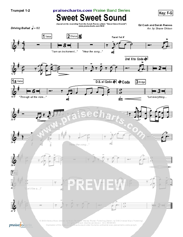 Sweet Sweet Sound Trumpet 1,2 (Sarah Reeves)