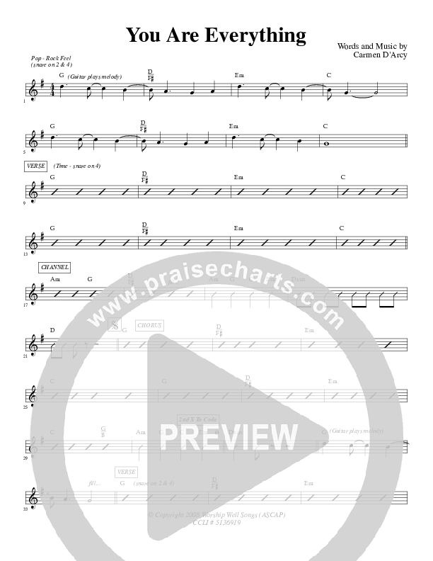 You Are Everything Rhythm Chart (Carmen D'Arcy)