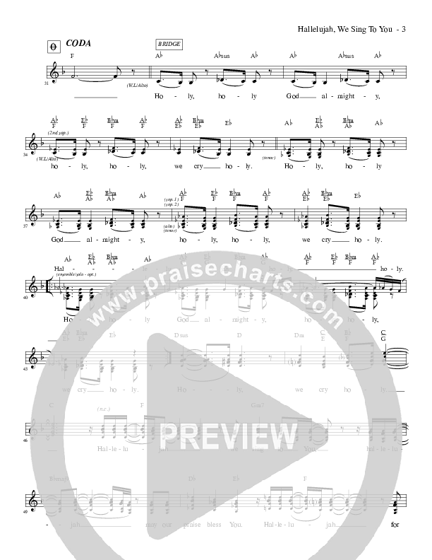 Hallelujah We Sing To You Lead Sheet (Carmen D'Arcy)