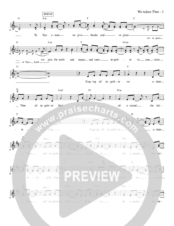 We Adore Thee (God of Glory) Lead Sheet (Carmen D'Arcy)