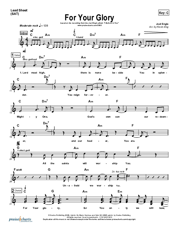 For Your Glory Lead Sheet (Joel Engle)