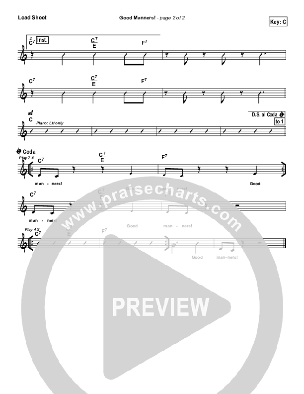 Good Manners Lead Sheet (Judi The Manners Lady)
