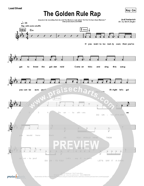The Golden Rule Rap Lead Sheet (Judi The Manners Lady)