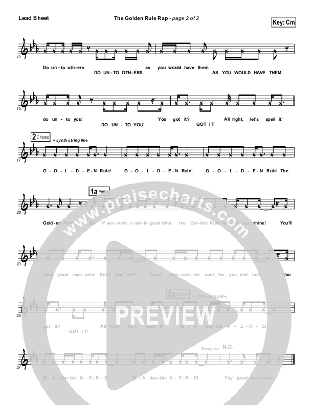 The Golden Rule Rap Lead Sheet (Judi The Manners Lady)