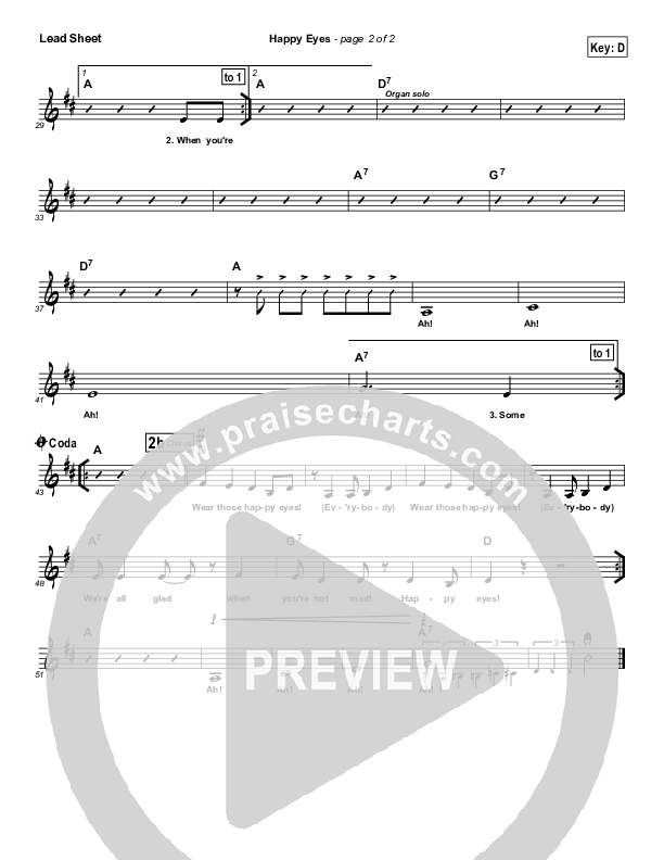 Happy Eyes Lead Sheet (Judi The Manners Lady)