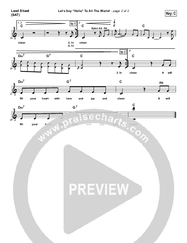 Let’s Say Hello to All The World Lead Sheet (SAT) (Judi The Manners Lady)