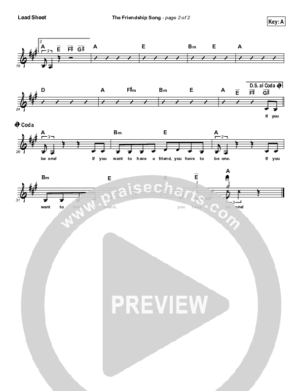 The Friendship Song Lead Sheet (Judi The Manners Lady)