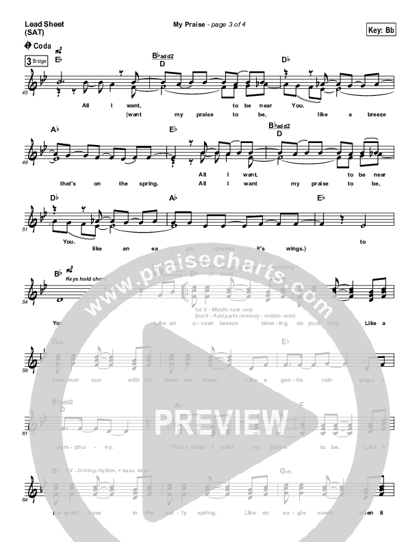 My Praise Lead Sheet (Phillips Craig & Dean)