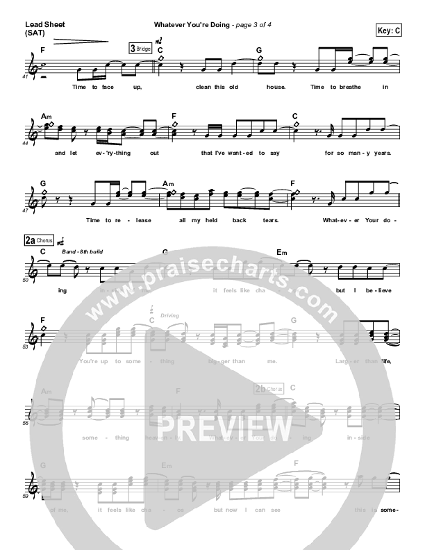 Whatever You're Doing (Something Heavenly) Lead Sheet (Sanctus Real)