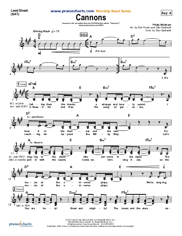 Cannons Lead Sheet (SAT) (Phil Wickham)