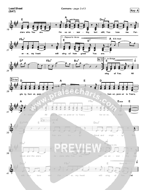 Cannons Lead Sheet (SAT) (Phil Wickham)