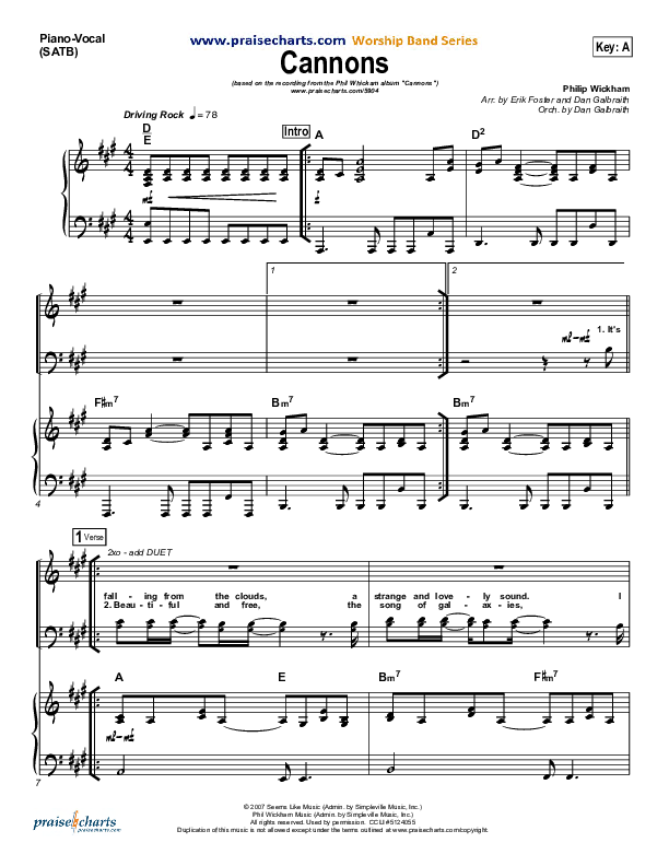 Cannons Piano/Vocal (SATB) (Phil Wickham)