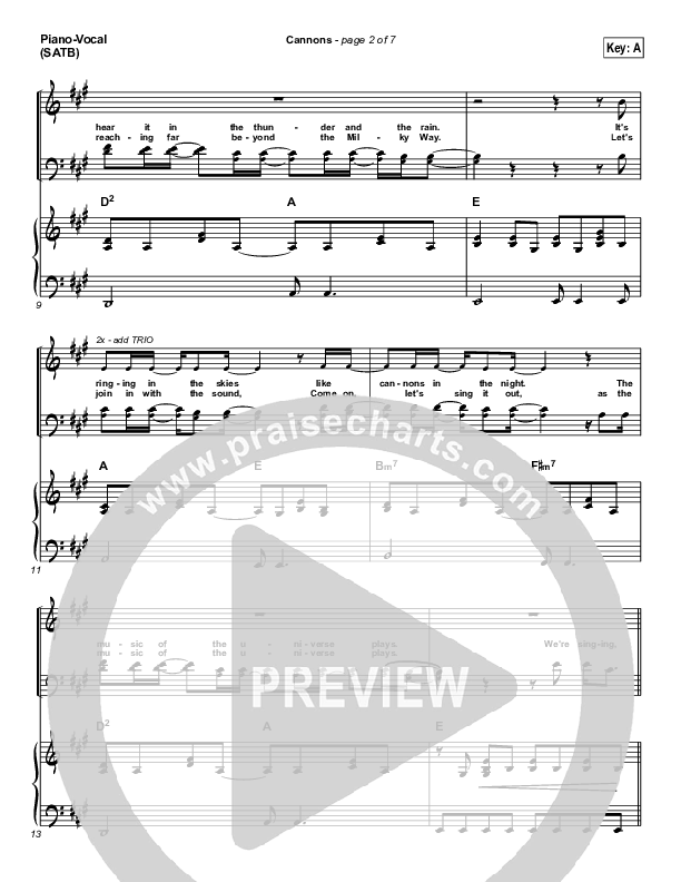 Cannons Piano/Vocal (SATB) (Phil Wickham)
