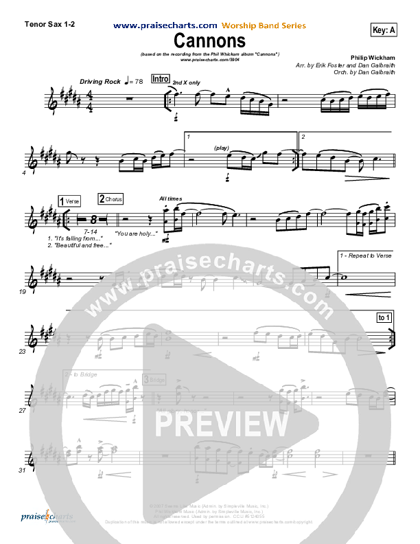 Cannons Tenor Sax 1/2 (Phil Wickham)