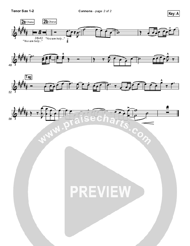 Cannons Tenor Sax 1/2 (Phil Wickham)