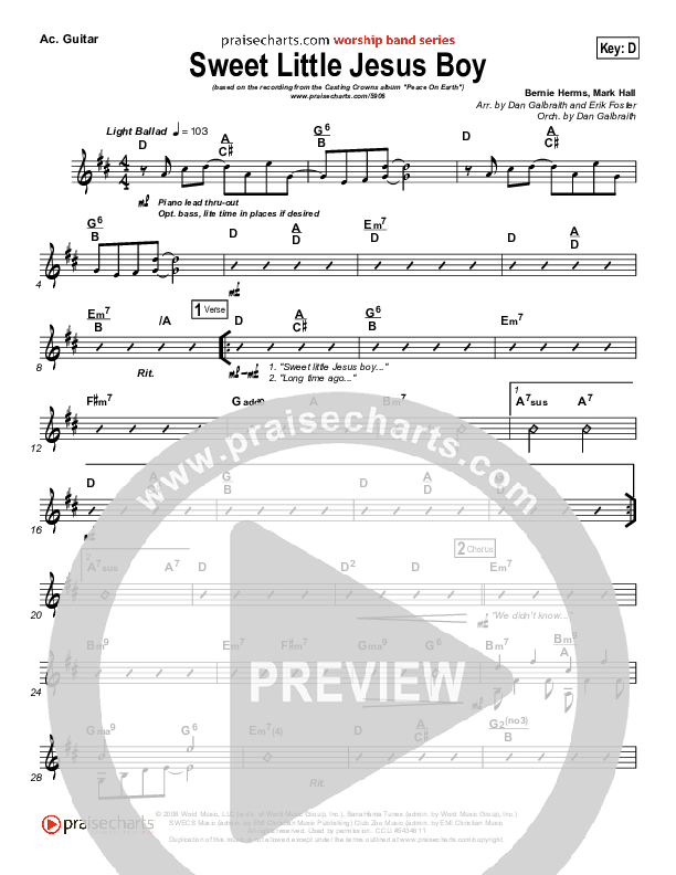 Sweet Little Jesus Boy Acoustic Guitar (Casting Crowns)