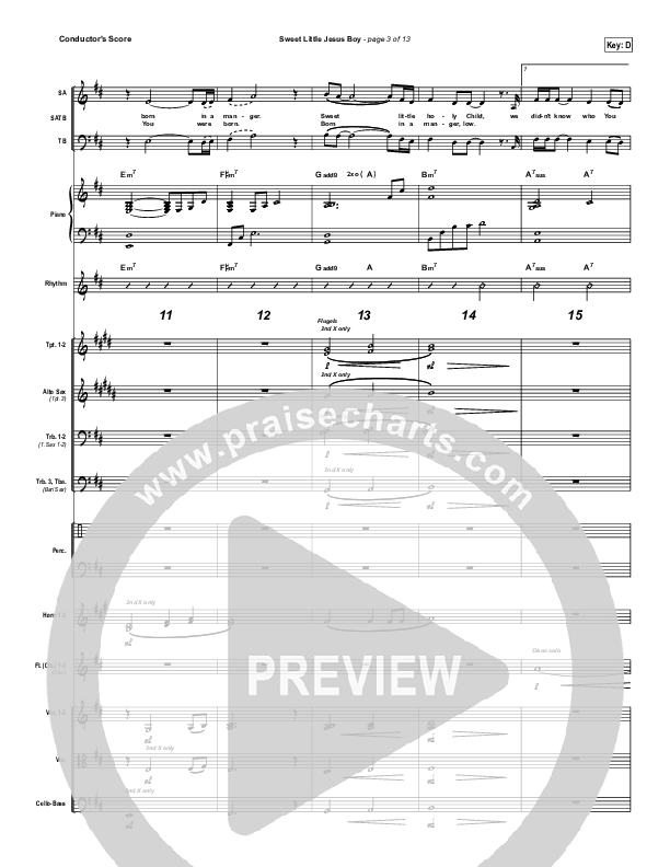 Sweet Little Jesus Boy Conductor's Score (Casting Crowns)