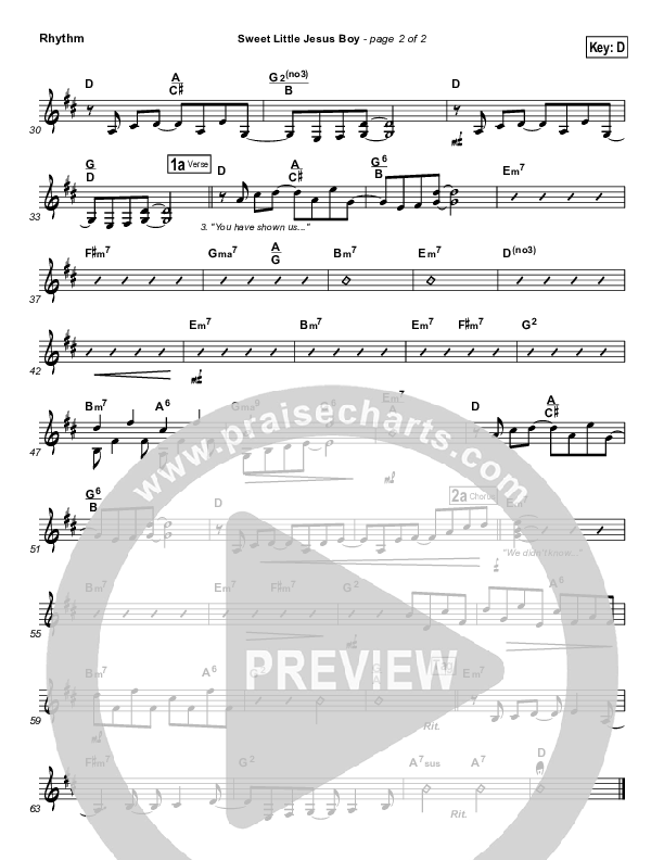 Sweet Little Jesus Boy Rhythm Chart (Casting Crowns)