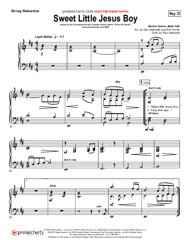 Sweet Little Jesus Boy Synth Strings (Casting Crowns)