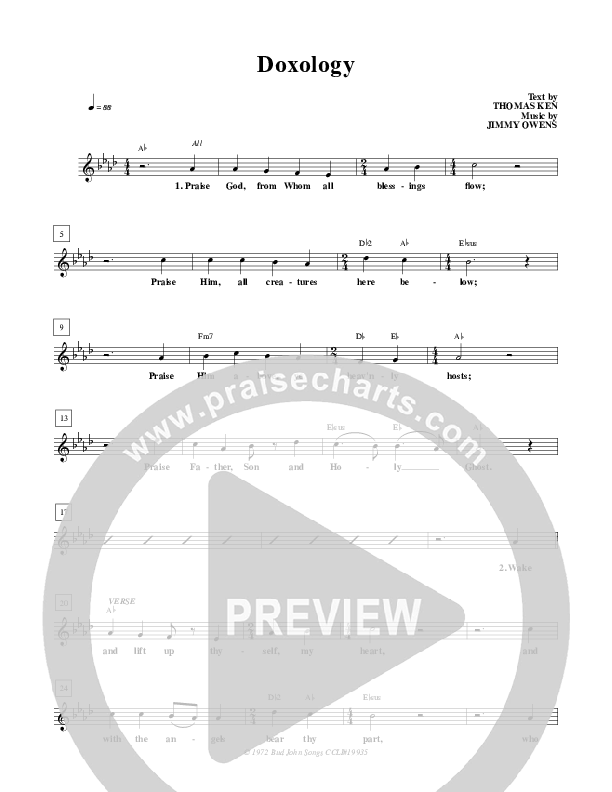 Doxology Lead Sheet (Don Poythress)