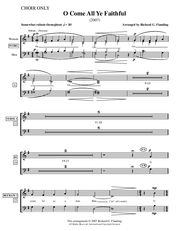 O Come All Ye Faithful Choir Sheet (Ric Flauding)