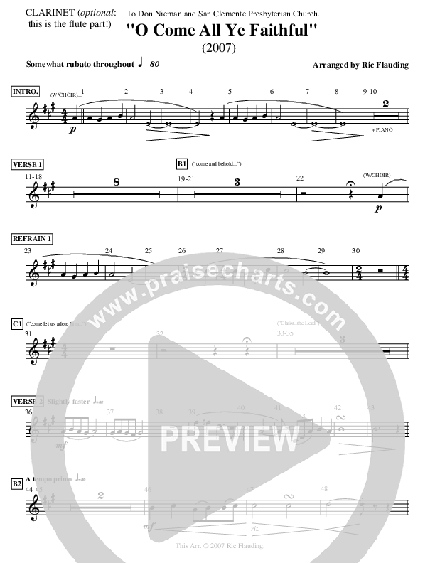 O Come All Ye Faithful Clarinet (Ric Flauding)