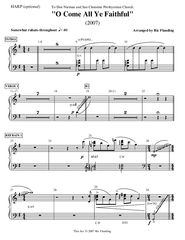 O Come All Ye Faithful Harp (Ric Flauding)