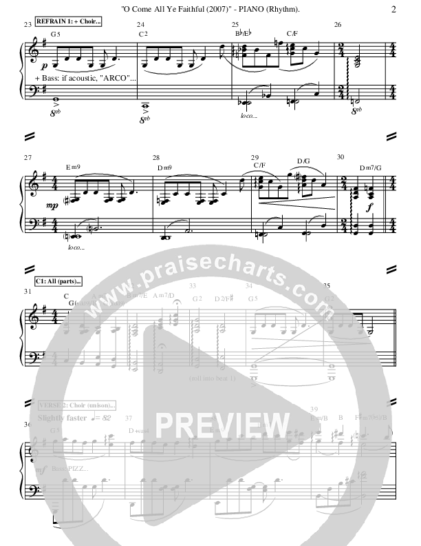 O Come All Ye Faithful Piano Sheet (Ric Flauding)