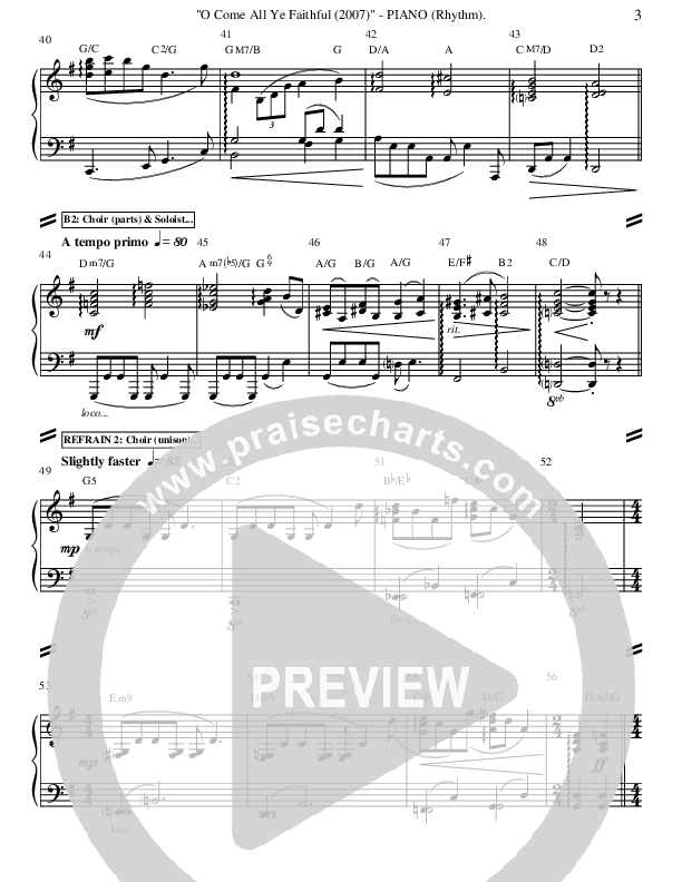 O Come All Ye Faithful Piano Sheet (Ric Flauding)