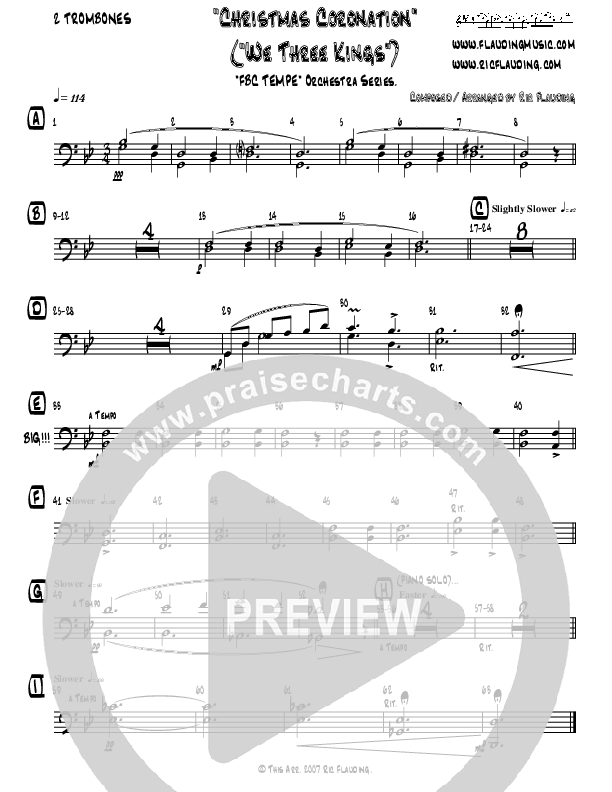 Christmas Coronation (with We Three Kings) (Instrumental) Trombone 1/2 (Ric Flauding)