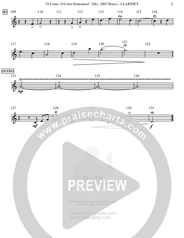 O Come O Come Emmanuel (Instrumental) Clarinet (Ric Flauding)