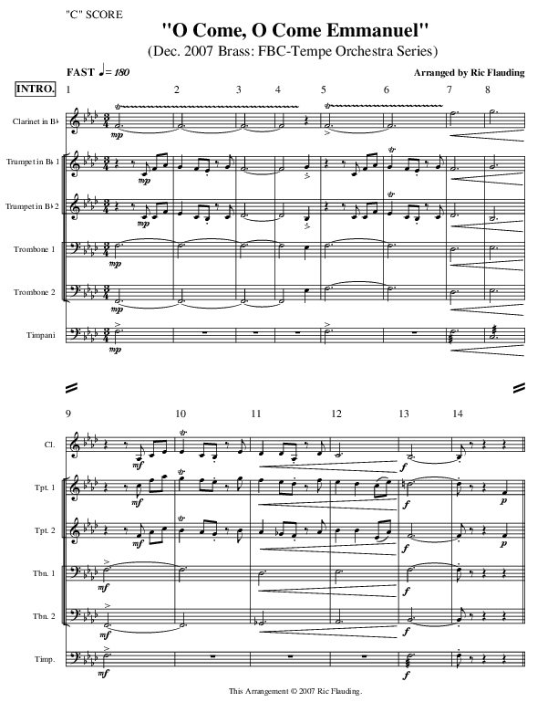 O Come O Come Emmanuel (Instrumental) Orchestration (Ric Flauding)