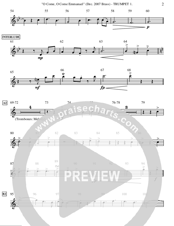 O Come O Come Emmanuel (Instrumental) Trumpet 1 (Ric Flauding)