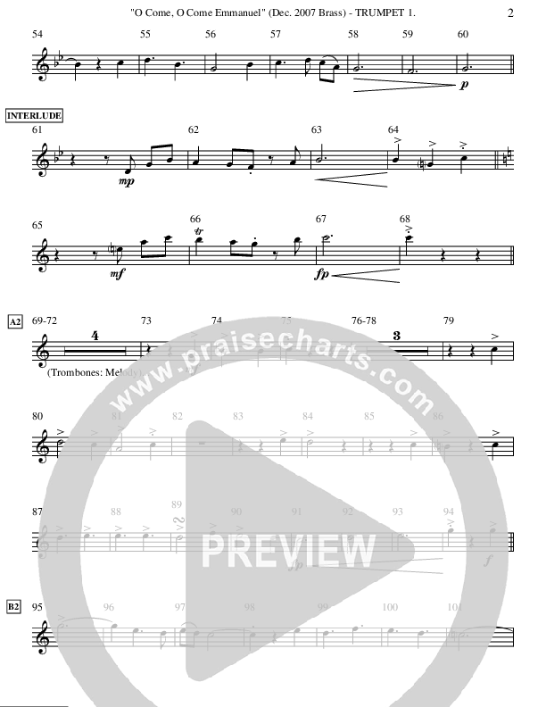 O Come O Come Emmanuel (Instrumental) Trumpet 1 (Ric Flauding)