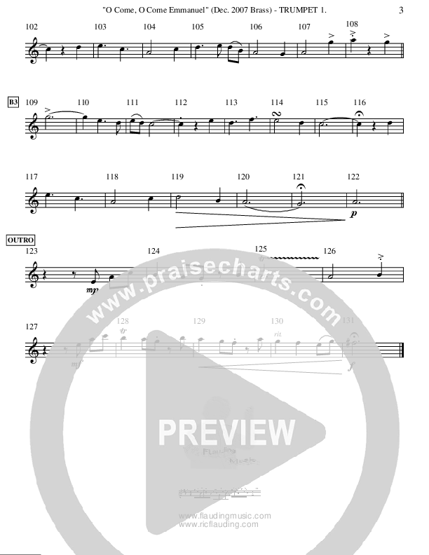 O Come O Come Emmanuel (Instrumental) Trumpet 1 (Ric Flauding)