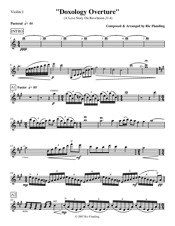 Doxology Overture (Instrumental) Violin 1 (Ric Flauding)