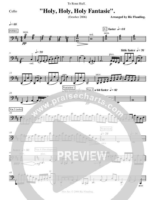 Holy Holy Holy Fantasie (Instrumental) Cello (Ric Flauding)