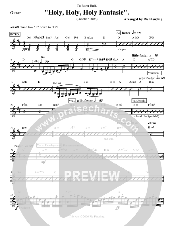 Holy Holy Holy Fantasie (Instrumental) Guitar (Ric Flauding)