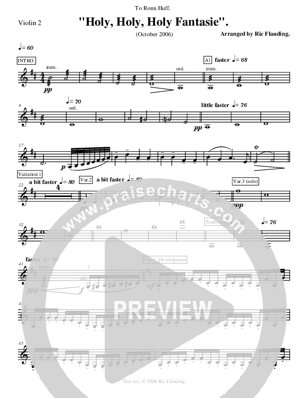 Holy Holy Holy Fantasie (Instrumental) Violin 2 (Ric Flauding)