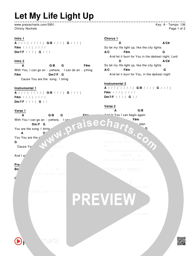 Let My Life Light Up Chords & Lyrics (Christy Nockels)