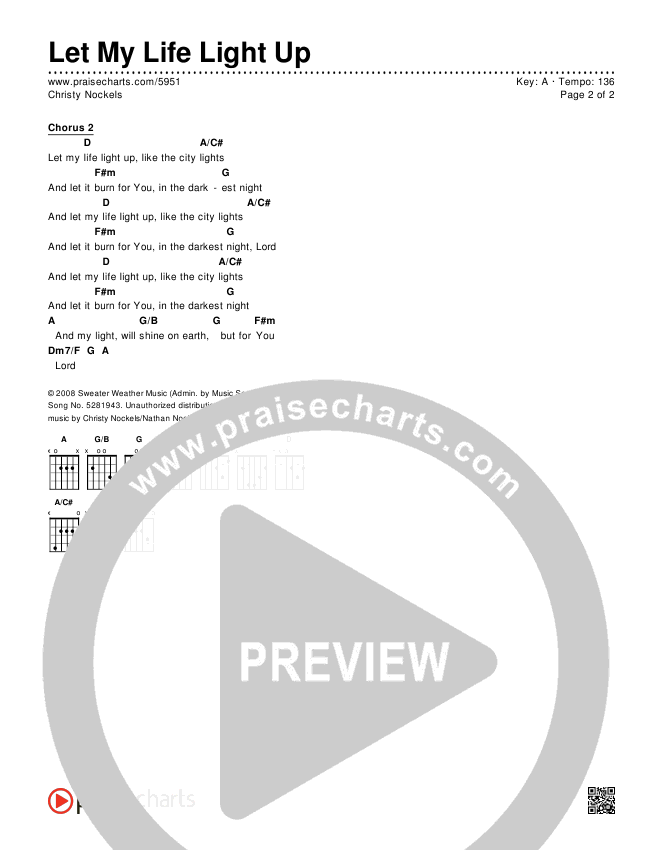Let My Life Light Up Chords & Lyrics (Christy Nockels)