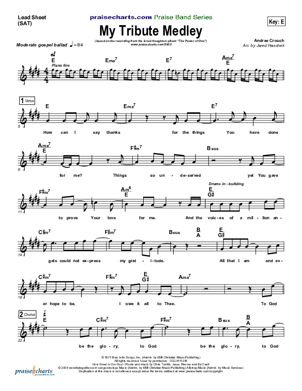 My Tribute Lead Sheet (SAT) (Israel Houghton)