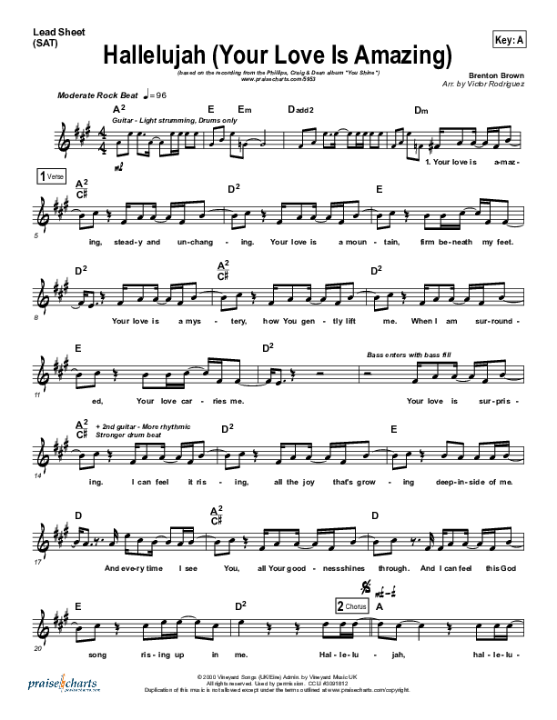 Hallelujah (Your Love Is Amazing) Lead (SAT) (Phillips Craig & Dean)